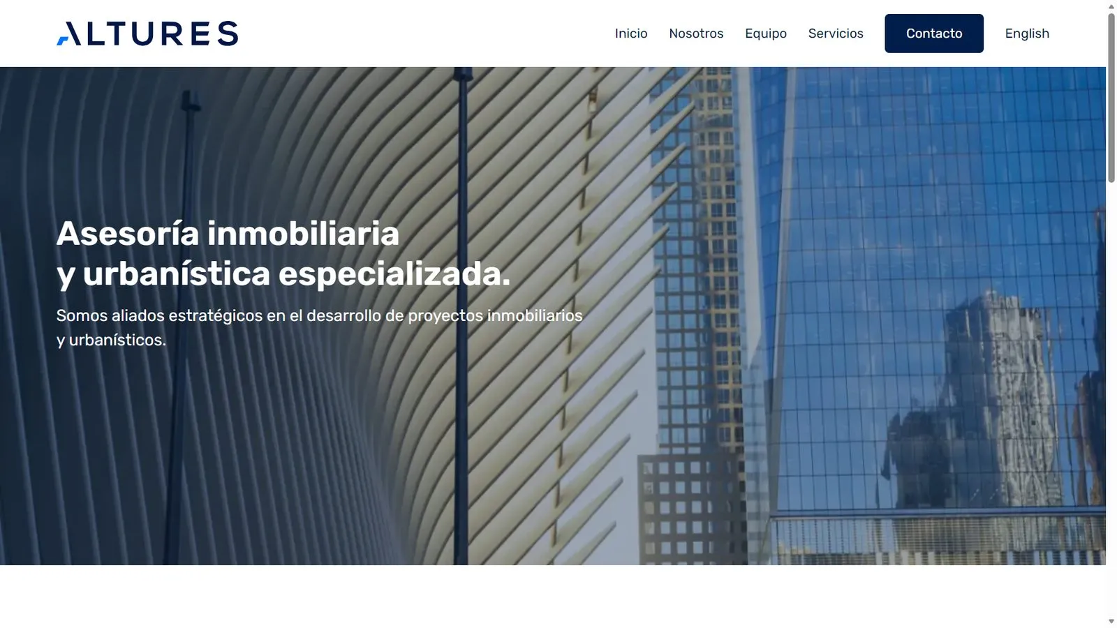Altures website, real estate law firm in Colombia