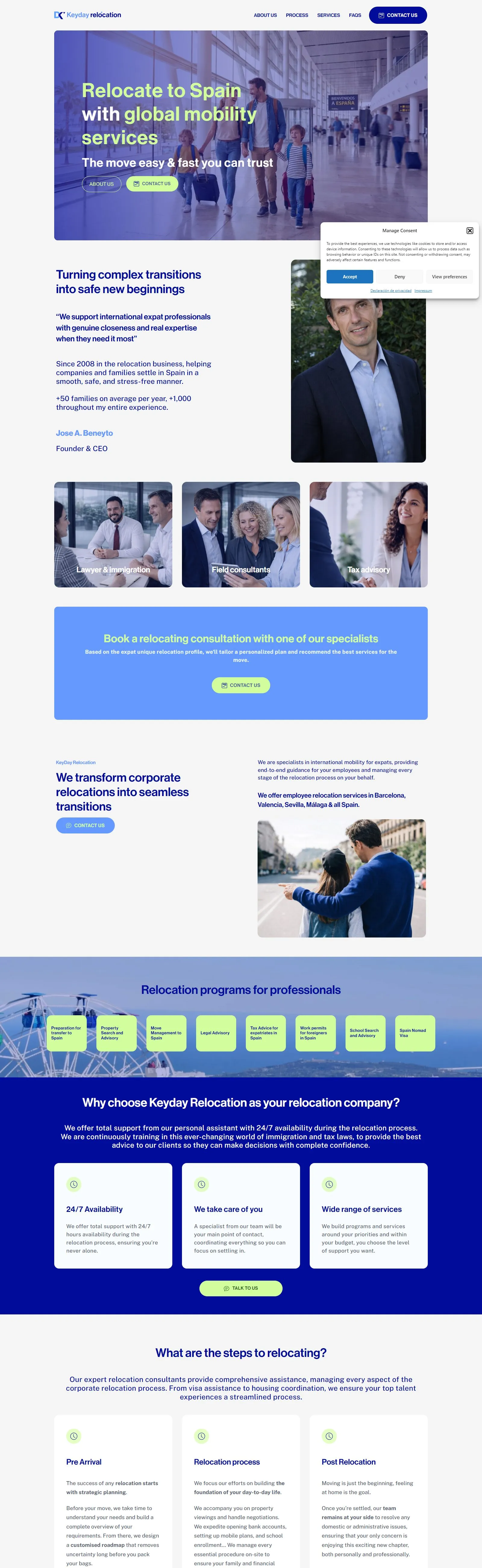 Sitio web de Keyday Relocation, agencia de relocation en España