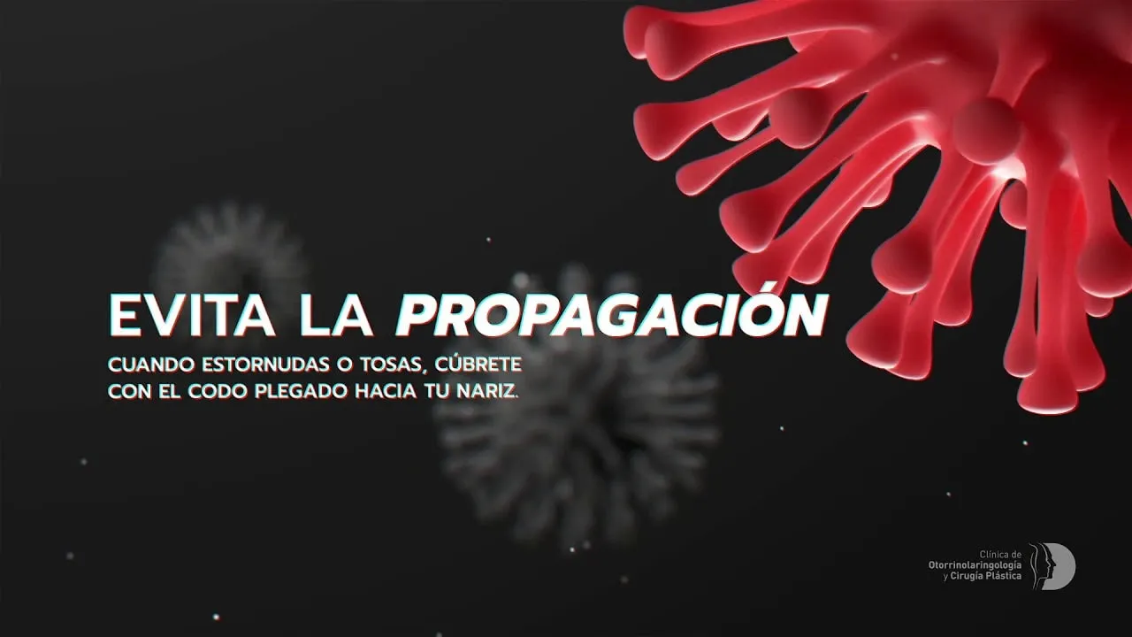 Miniatura del video «CoVid19»: ilustración del virus sobre fondo oscuro con el texto «Evita la propagación»